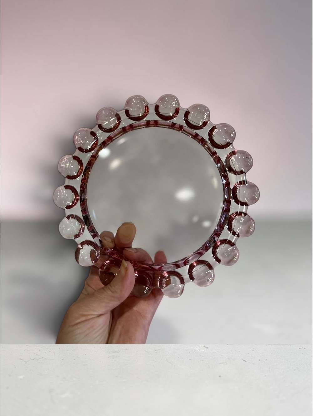Vintage anchor hocking Hollywood regency pink bubble boopie glass dish